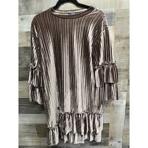 Goldie Velvet Tunic Babydoll Dress Women’s Tiered Hem Bohemian Small